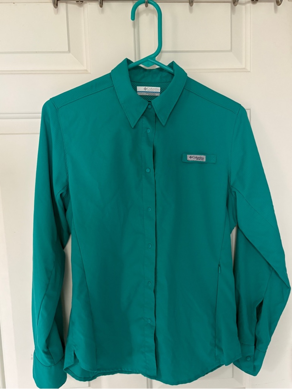 Columbia Teal Short-Sleeve Mesh-Lined PFG Outdoor Shirt